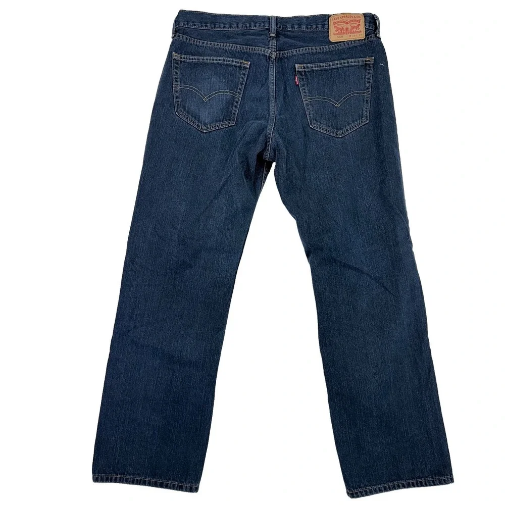 Levi's 559 Relaxed Straight Jeans Mens 36x32 Dark Wash Blue Denim Red Tab EUC